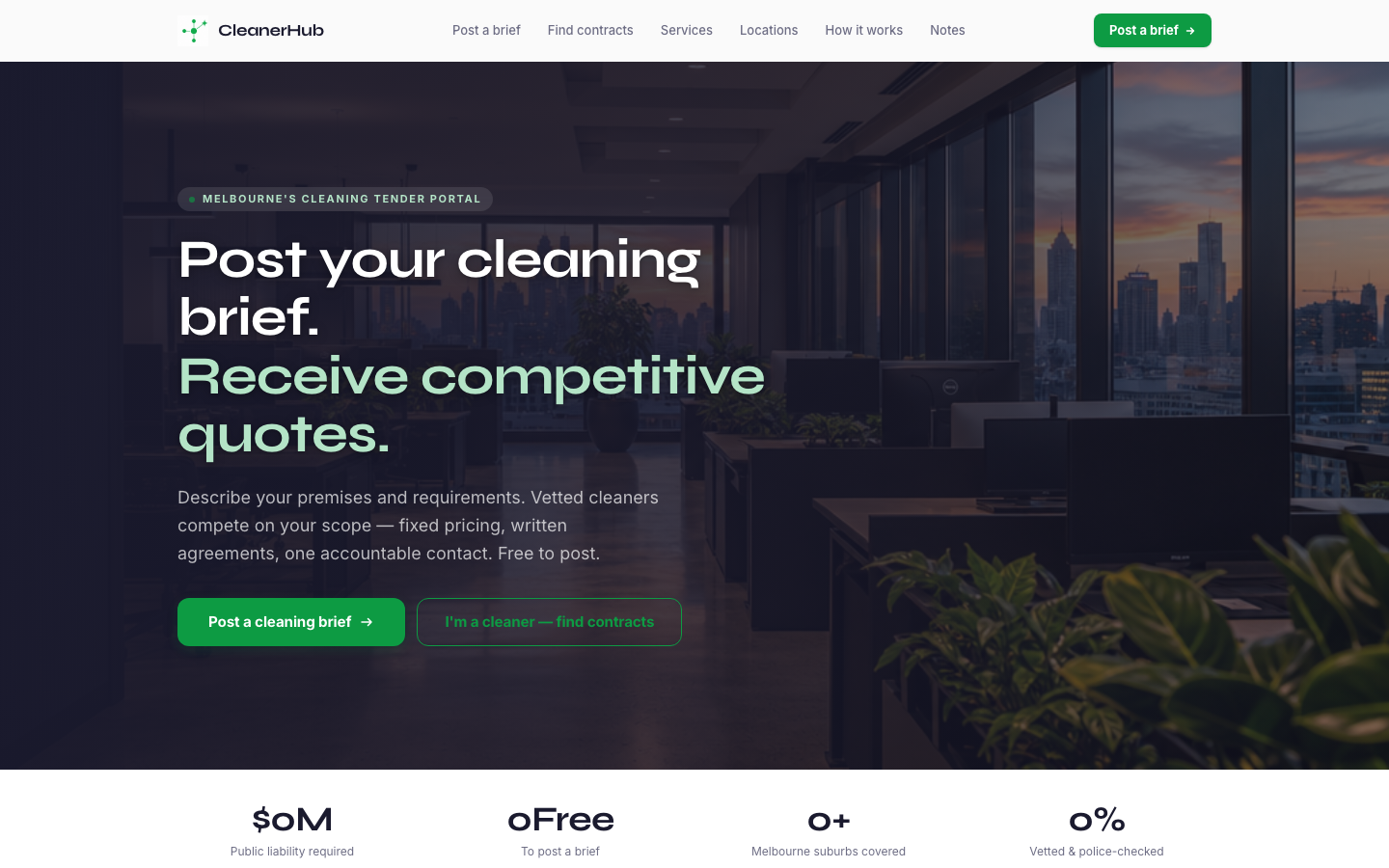 CleanerHub homepage